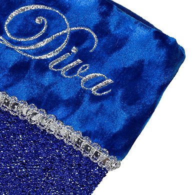 Northlight Blue and Silver Embroidered Diva Christmas Stocking with Cuff