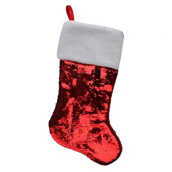 Northlight Reversible Sequined Christmas Stocking with Faux Fur Cuff