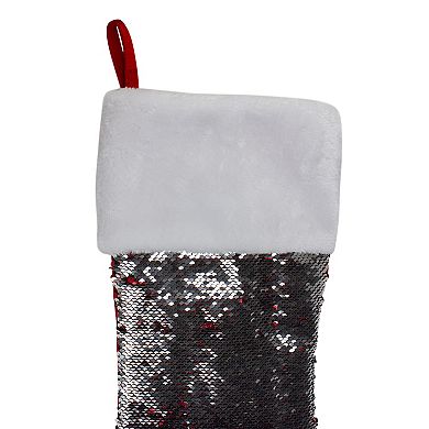 Northlight Reversible Sequined Christmas Stocking with Faux Fur Cuff