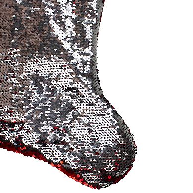Northlight Reversible Sequined Christmas Stocking with Faux Fur Cuff
