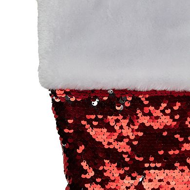 Northlight Reversible Sequined Christmas Stocking with Faux Fur Cuff