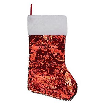 Northlight Sequin Christmas Stocking With Faux Fur Cuff