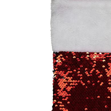 Northlight Sequin Christmas Stocking With Faux Fur Cuff