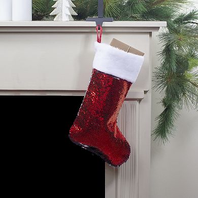 Northlight Sequin Christmas Stocking With Faux Fur Cuff