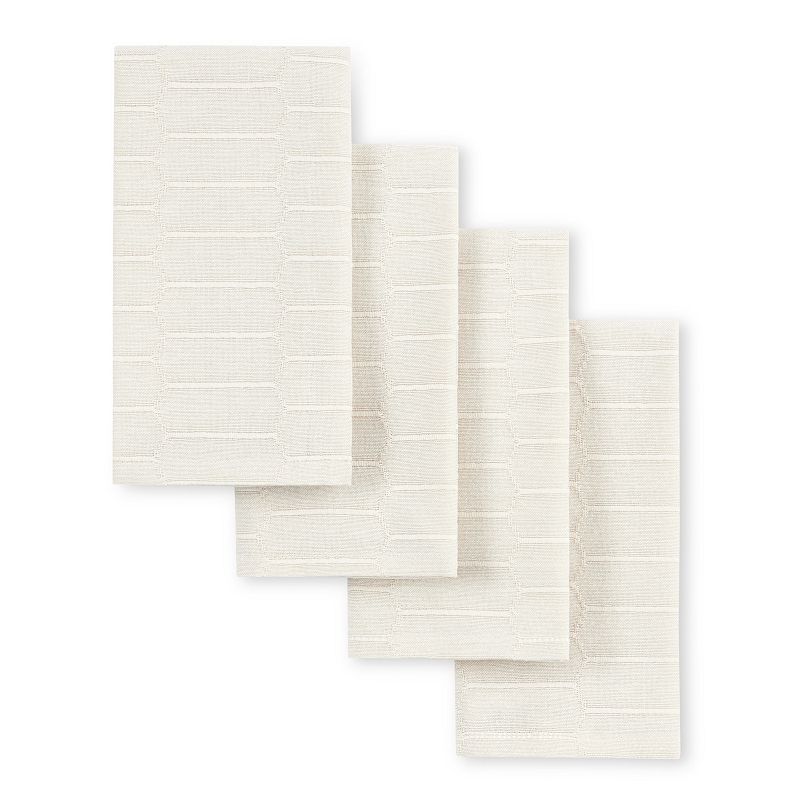 Martha Stewart Honeycomb Modern Farmhouse Napkin 4-Pack Set  Beige  19 x19