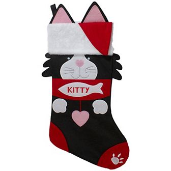 Northlight 19.5" Black and Red Embroidered Kitty Cat Christmas Stocking