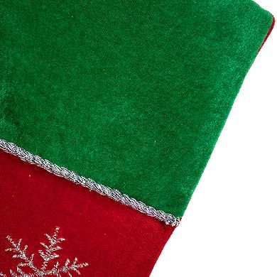 Northlight 20" Red Velveteen Sequined Christmas Tree Stocking with Green Cuff