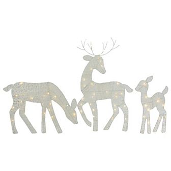 Northlight LED Lighted White Reindeer Family Outdoor Christmas Decorations 29" 3 pc