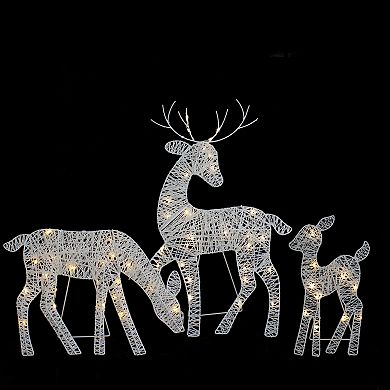 Northlight LED Lighted White Reindeer Family Outdoor Christmas Decorations 29" 3-piece