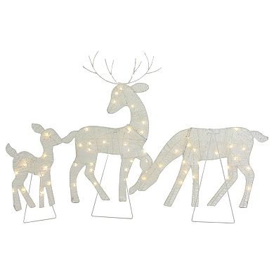 Northlight LED Lighted White Reindeer Family Outdoor Christmas Decorations 29" 3-piece