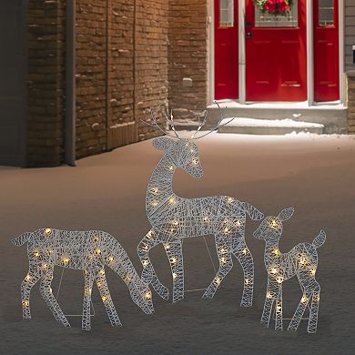 Northlight LED Lighted White Reindeer Family Outdoor Christmas Decorations 29" 3-piece