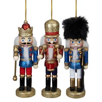 Northlight Glittered Nutcracker King Soldier and Drummer Ornaments 5.25" 3 pc