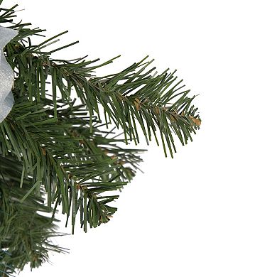 Northlight 22" Peacock Feather and Poinsettia Unlit Artificial Christmas Teardrop Swag