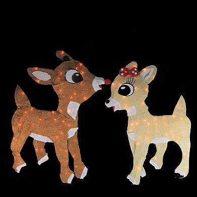 Northlight Lighted Rudolph and Clarice Outdoor Christmas Decorations 32" 2-piece