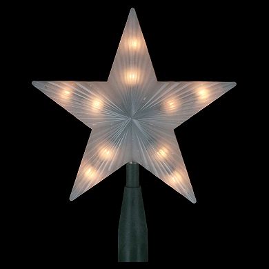 Northlight 7" Lighted White Frosted 5-Point Star Christmas Tree Topper with Clear Lights