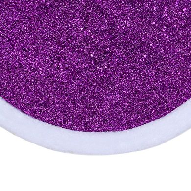 Northlight 20" Purple Glittered Mini Christmas Tree Skirt with Faux Fur Trim