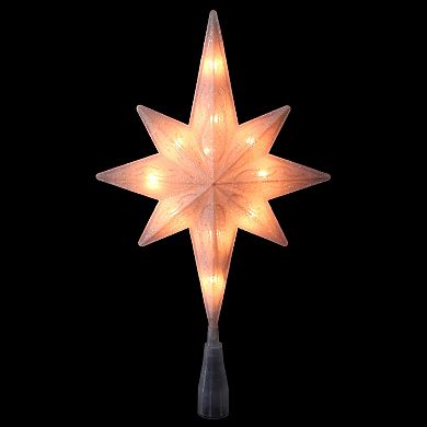 Northlight 11" Lighted Frosted Clear and Rose Gold Bethlehem Star Christmas Tree Topper with Clear Lights