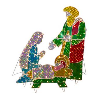 Northlight 3 pc Lighted Holographic Christmas Nativity Set Outdoor Decoration