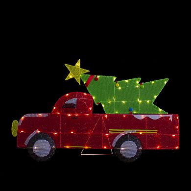 Northlight 36" LED Lighted Red Truck with Christmas Tree Outdoor Decoration