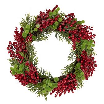 Northlight Red Berry & Frosted Pine Christmas Wreath