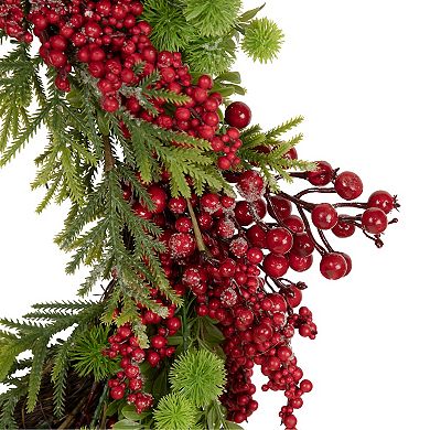 Northlight Red Berry & Frosted Pine Christmas Wreath