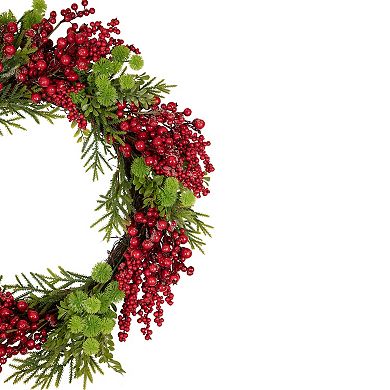 Northlight Red Berry & Frosted Pine Christmas Wreath