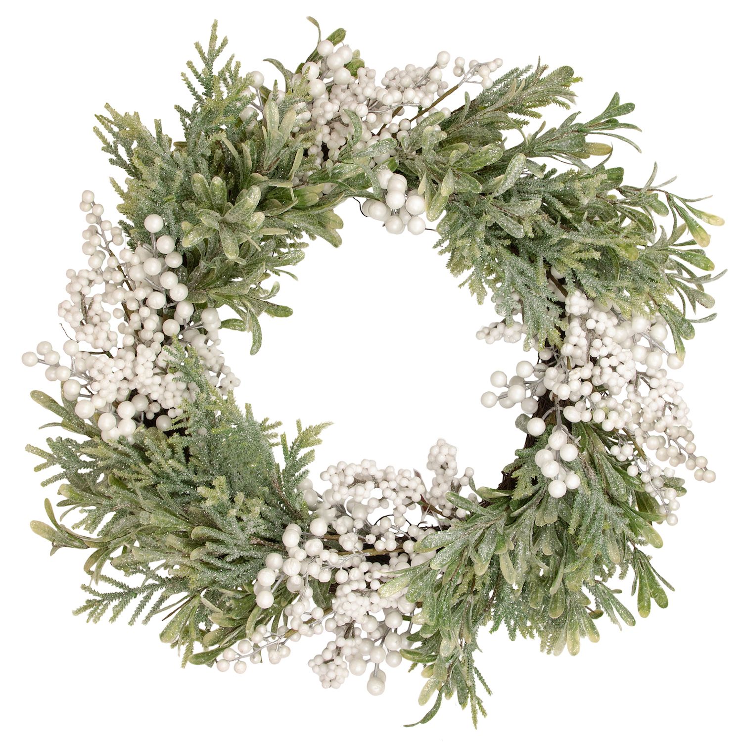Iced White Poinsettia Artificial Christmas Wreath - 22 inch Unlit