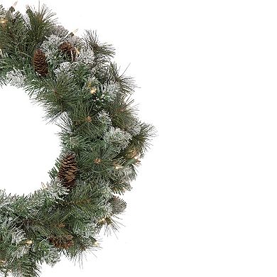 Northlight Pre-Lit Snow Valley Pine Artificial Christmas Wreath with Clear Lights
