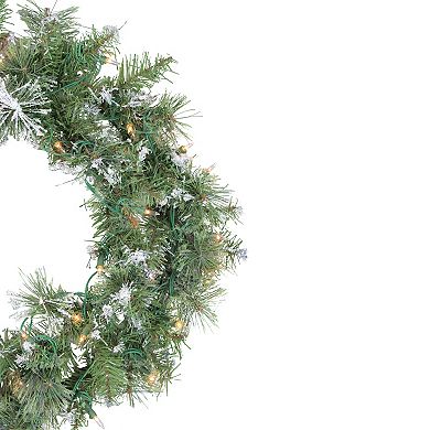 Northlight Pre-Lit Snow Mountain Pine Artificial Christmas Wreath with Clear Lights