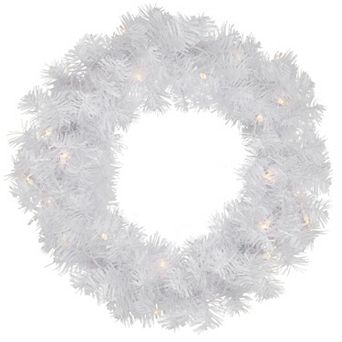 Northlight Pre-Lit White Pine Artificial Christmas Wreath - 24 in Clear Lights