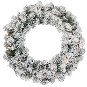 Northlight Pre-Lit Heavily Flocked Madison Pine Artificial Christmas Wreath with Clear Lights