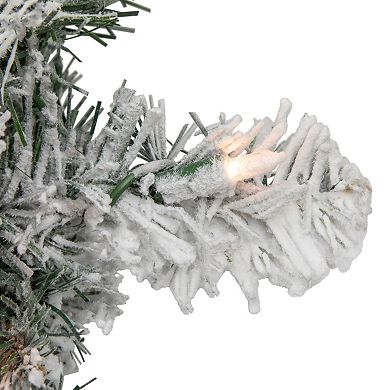 Northlight Pre-lit Heavily Flocked Madison Pine Artificial Christmas Wreath with Clear Lights