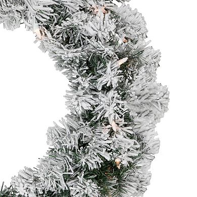 Northlight Pre-lit Heavily Flocked Madison Pine Artificial Christmas Wreath with Clear Lights