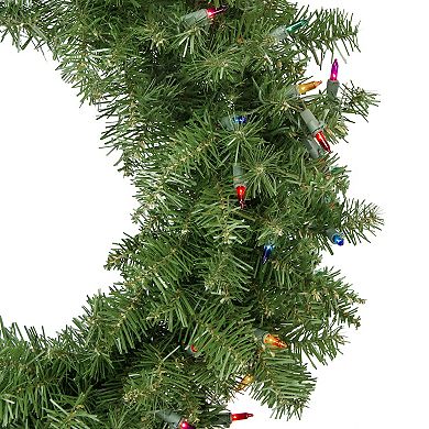 Northlight Pre-Lit Rockwood Pine Artificial Christmas Wreath with Multi-Color Lights