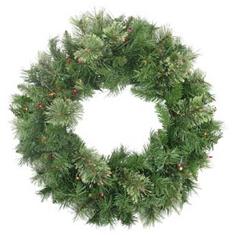 Northlight Pre-Lit Mixed Cashmere Pine Artificial Christmas Wreath with Multi-Color Lights