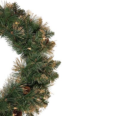 Northlight Pre-Lit Yorkshire Pine Artificial Christmas Wreath with Clear Lights