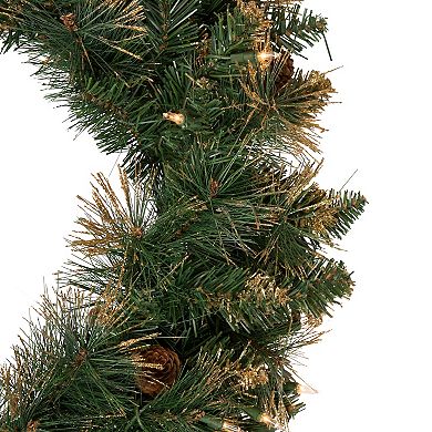 Northlight Pre-Lit Yorkshire Pine Artificial Christmas Wreath with Clear Lights