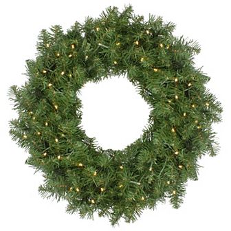 Northlight Pre-Lit Whitmire Pine Artificial Christmas Wreath with Warm White LED Lights