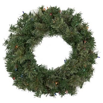 Northlight Pre-Lit Oregon Cashmere Pine Artificial Christmas Wreath 24 in Multi Lights