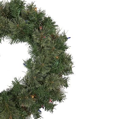 Northlight Pre-Lit Oregon Cashmere Pine Artificial Christmas Wreath 24-in. Multi Lights