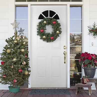 Northlight Pre-Lit Oregon Cashmere Pine Artificial Christmas Wreath 24-in. Multi Lights