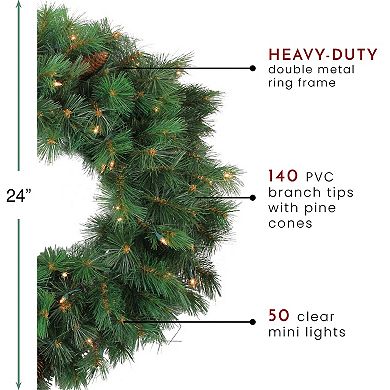 Northlight Pre-Lit Royal Oregon Pine Artificial Christmas Wreath with Clear Lights