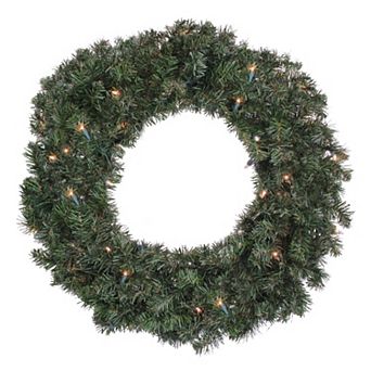 Northlight 24 in Pre-Lit Canadian Pine Artificial Christmas Wreath with Clear Lights