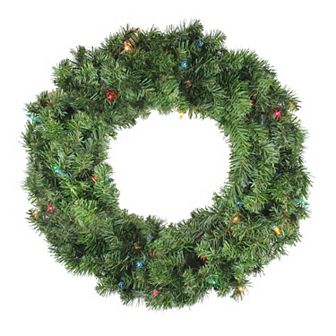 Northlight 24 in Pre-Lit Canadian Pine Artificial Christmas Wreath with Multi-Color Lights