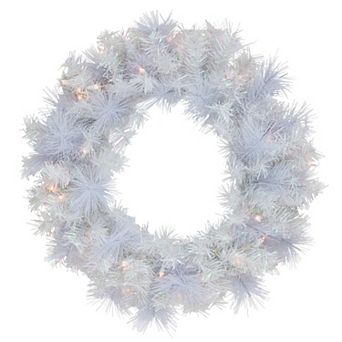 Northlight Pre-Lit Vermont White Pine Artificial Christmas Wreath with Clear Lights