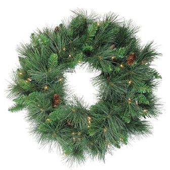 Northlight 7" x 24" Pre-Lit White Valley Pine Artificial Christmas Wreath with Clear Lights