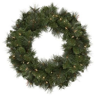 Northlight 24 in Mixed Beaver Pine Artificial Christmas Wreath with Clear Lights