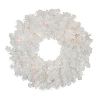 Northlight Pre-Lit Snow White Artificial Christmas Wreath with Clear Lights