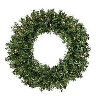 Northlight 24 in Pre-Lit Rockwood Pine Artificial Christmas Wreath with Clear Lights
