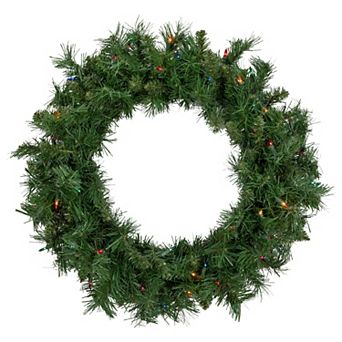 Northlight Pre-Lit Chatham Pine Artificial Christmas Wreath with Multi-Color Lights